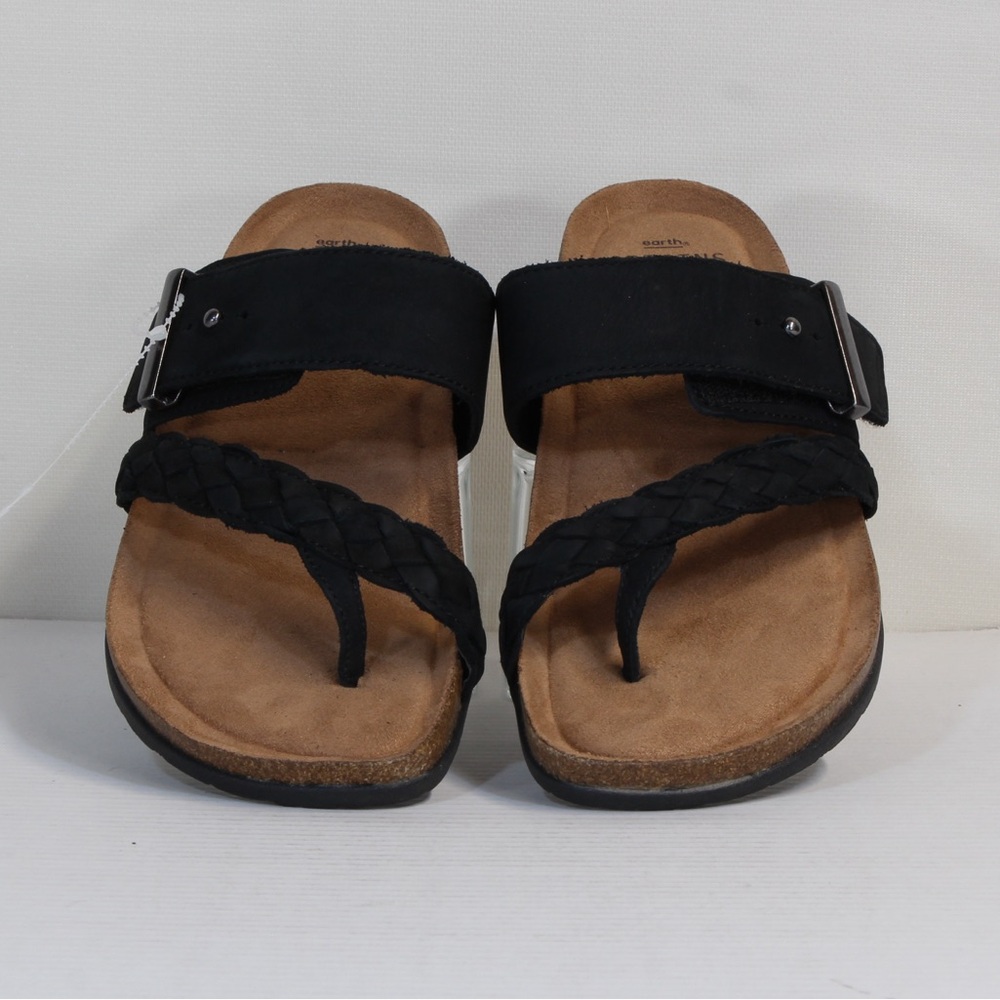 Earth Origins Black Women’s Slip-On Leather Onida Sandal NWOT
